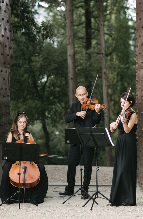 wedding ceremony band performing live at outdoor wedding