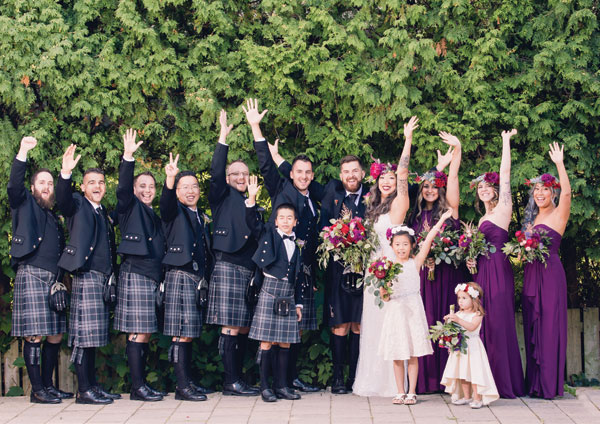 friends of the groom in a kilt 