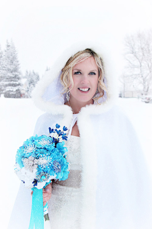 snowy wedding bridal cape