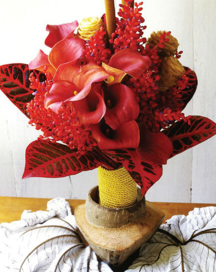 A red bouquet of Calla Lilies 