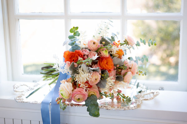 Blue and orange wedding décor wedding colour palette