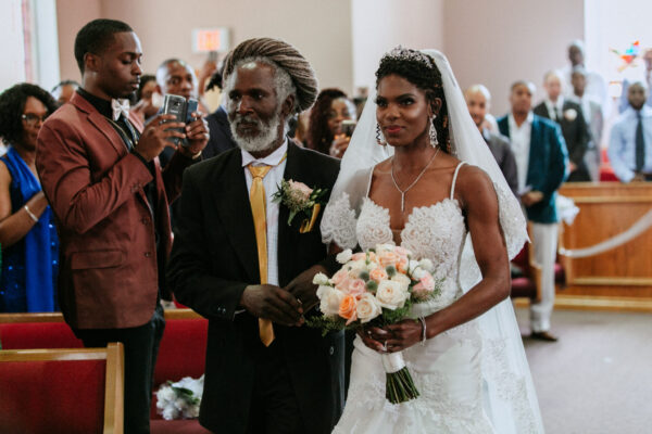 Ghanaian bride with father