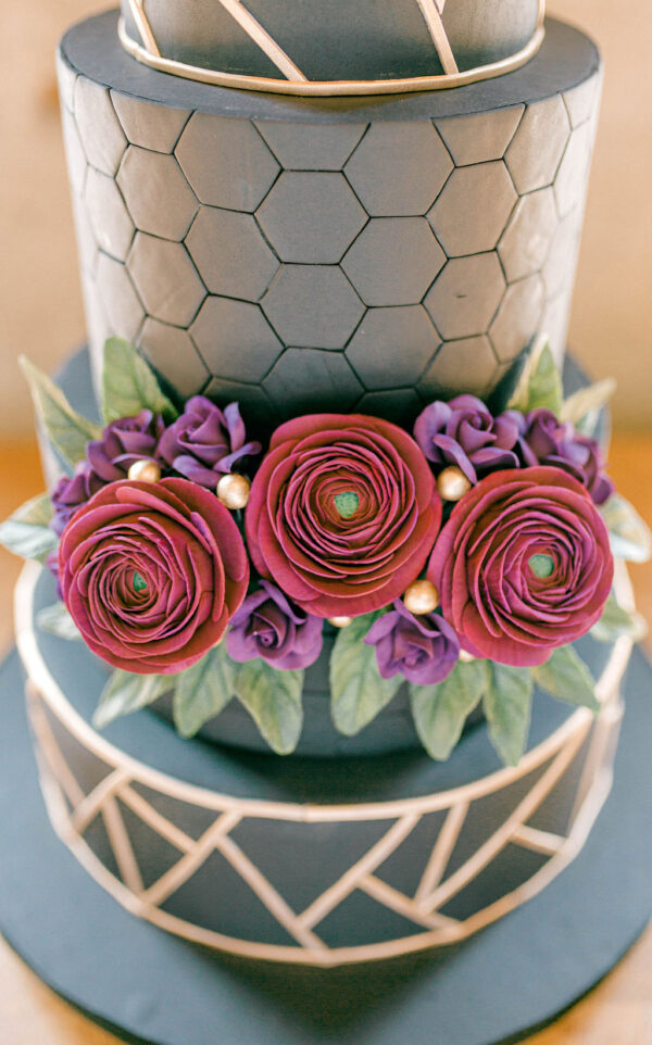 colourful industrial space wedding cake