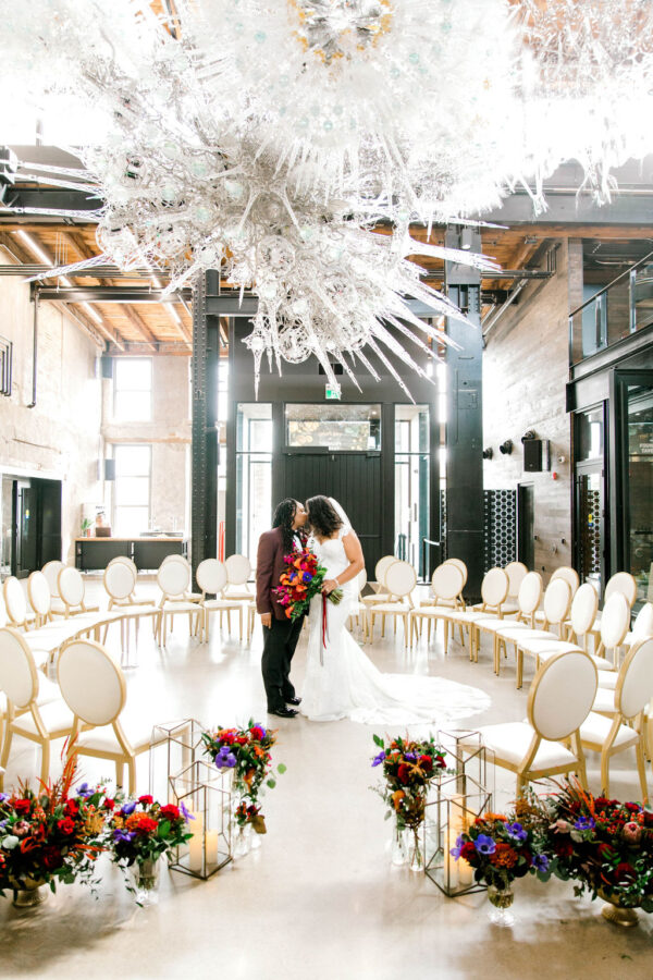 industrial space wedding brides