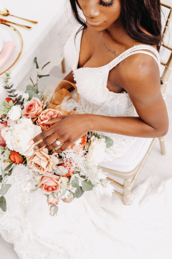 garden-themed wedding bride with flowers