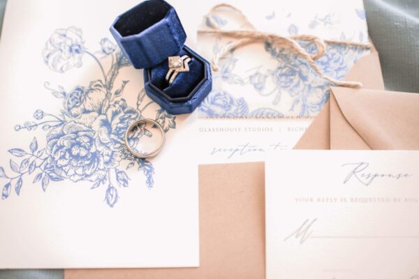 wedding something blue wedding invitations and blue ring box