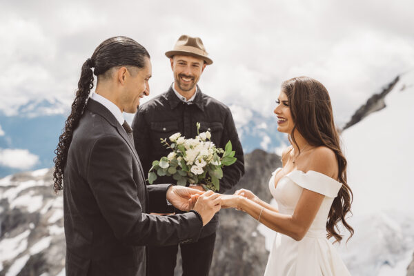 mountaintop wedding bride and groom