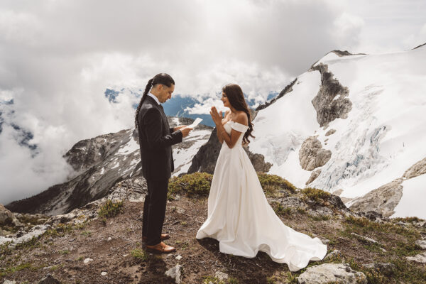 mountaintop wedding bride and groom