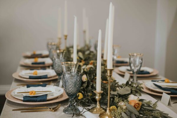 at-home wedding inspo main table