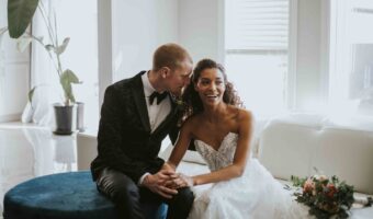 At-home wedding inspiration bride and groom