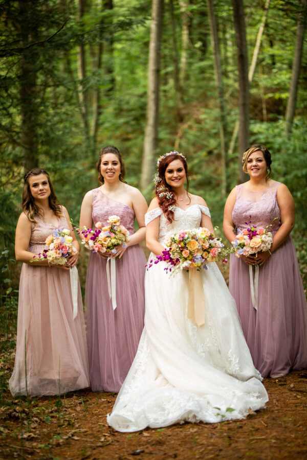 bride with her maids of honour