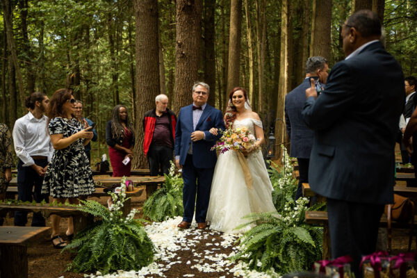 outdoor wedding bride with father
