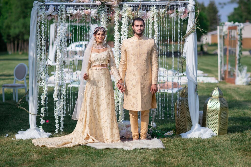 wedding dress in Rich gold tones