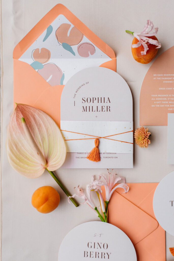 peach themed wedding invitations