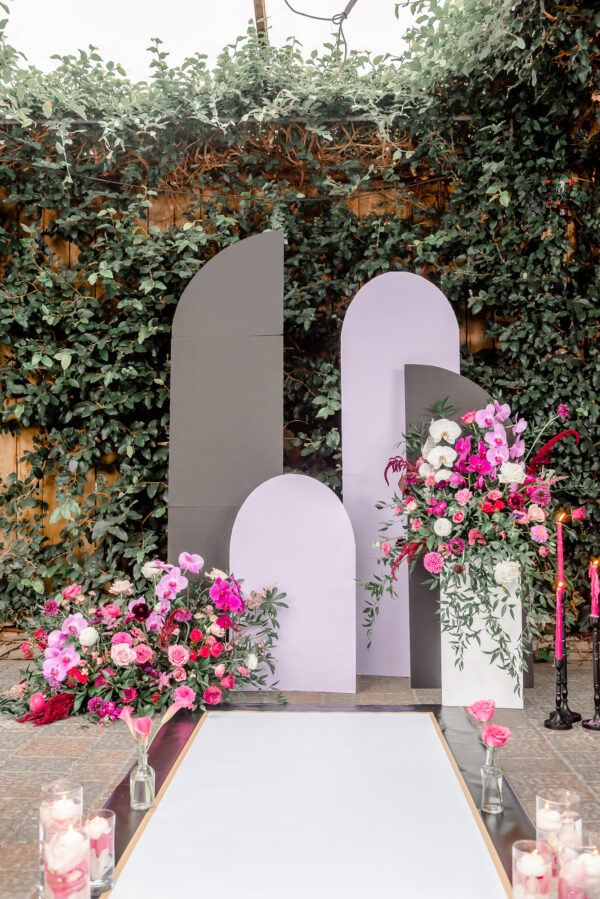pink wedding arch