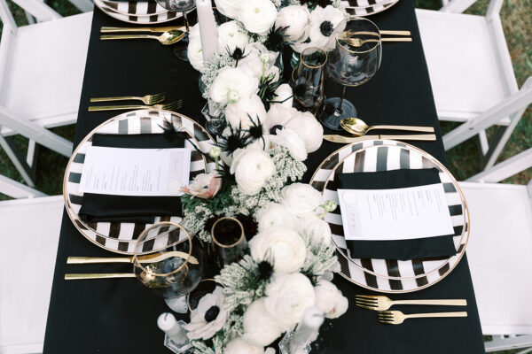 classic black and white weddng table the epitome of sophisticated wedding colour palette