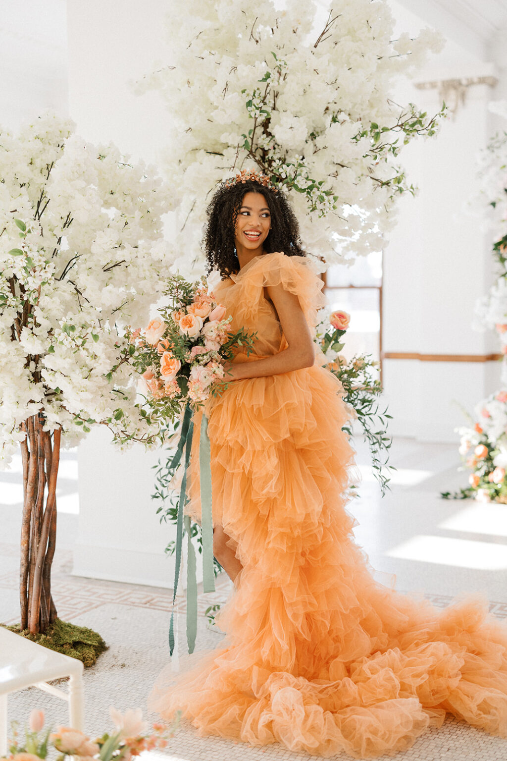 Peach glitter Prewedding Designarche Photoshoot or Proposal dress