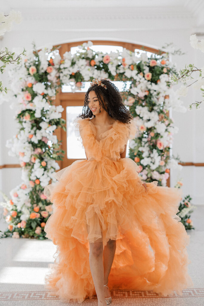 Peach Fuzz wedding dress pantone 2024