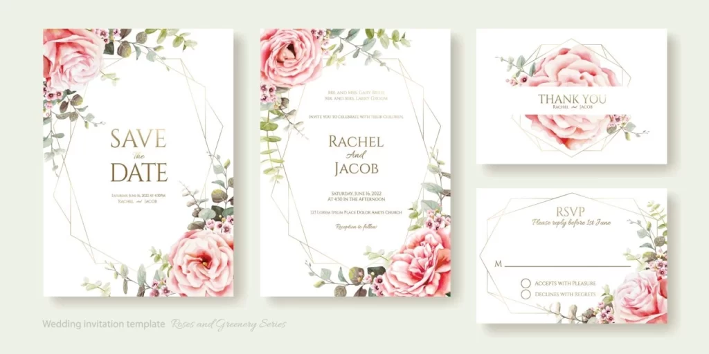 beautiful floral wedding invitation suite