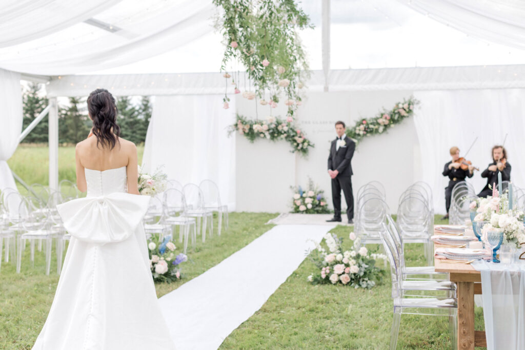 Bride and groom at the altar