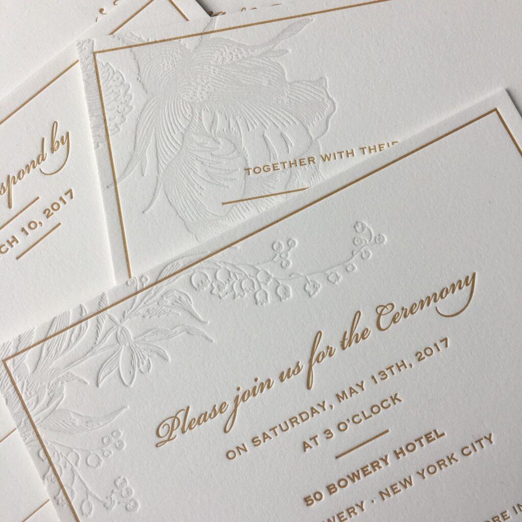 Embossing - a luxury wedding invitation printing technique