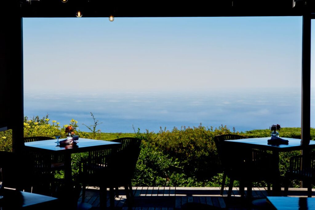 Stunning view overlooking Pacific ocean from Cafe Kevah