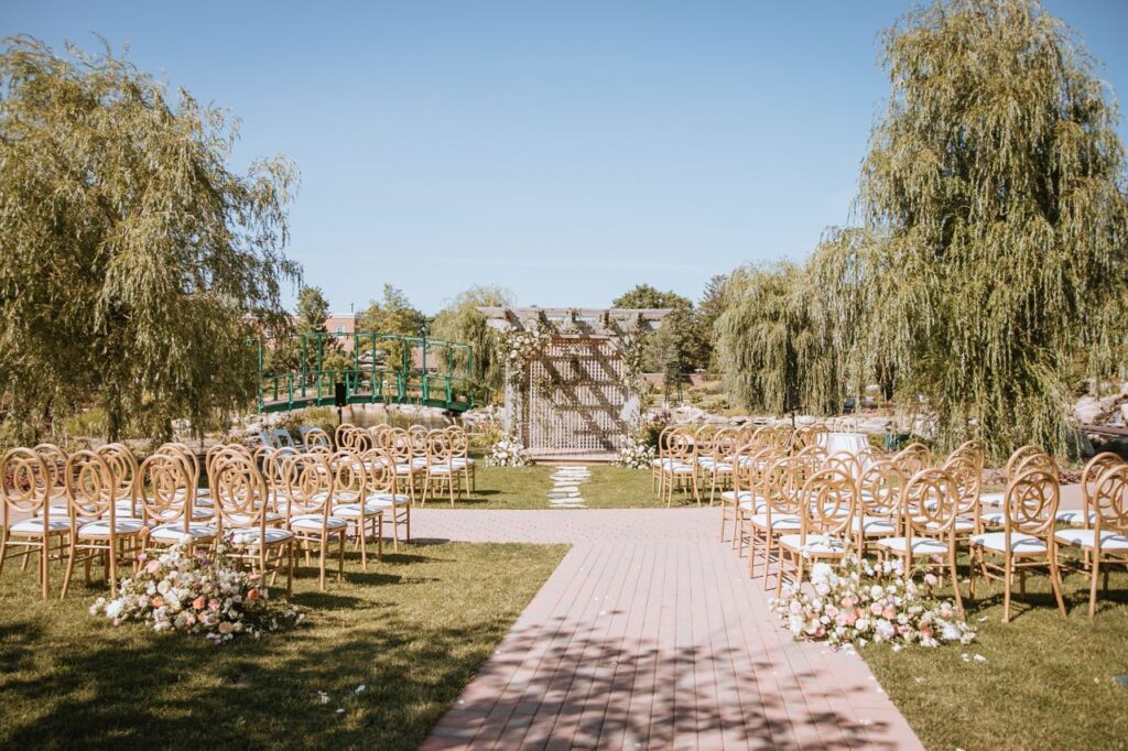 Outdoor wedding ceremony amidst nature's beauty
