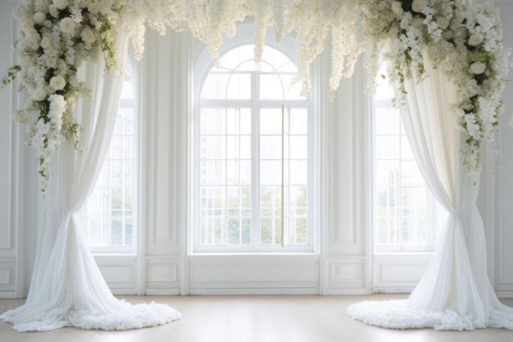 luxury wedding colour palette all white with greenery