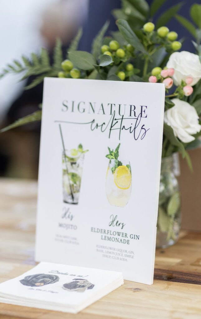 Signature drink signage for Stefanie and Alex wedding