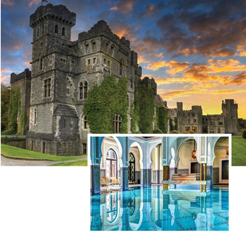 TOP: ASHFORD CASTLE, IRELAND | BOTTOM: LA MAMOUNIA PALACE, MOROCCO destination wedding