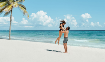 Couple on the beach at Cancun destination wedding