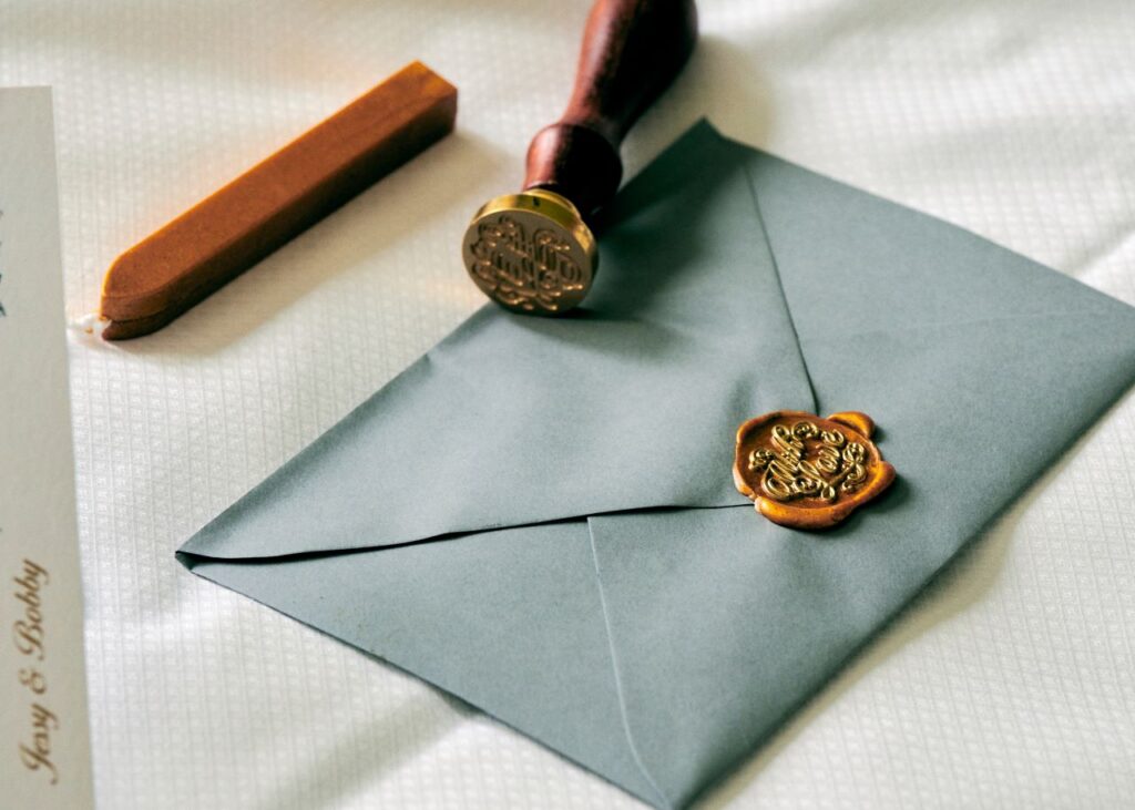 wedding invitation envelope with wax seal