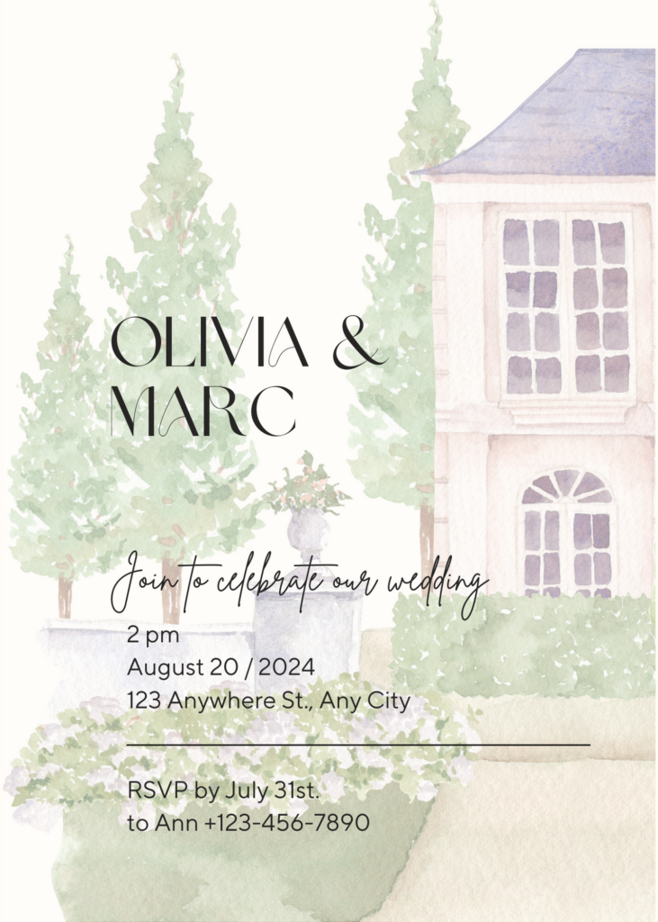 wedding venue illustration invitation