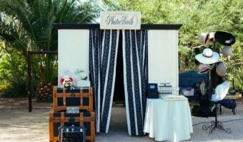 fun wedding experience for guests black and white photo booth
