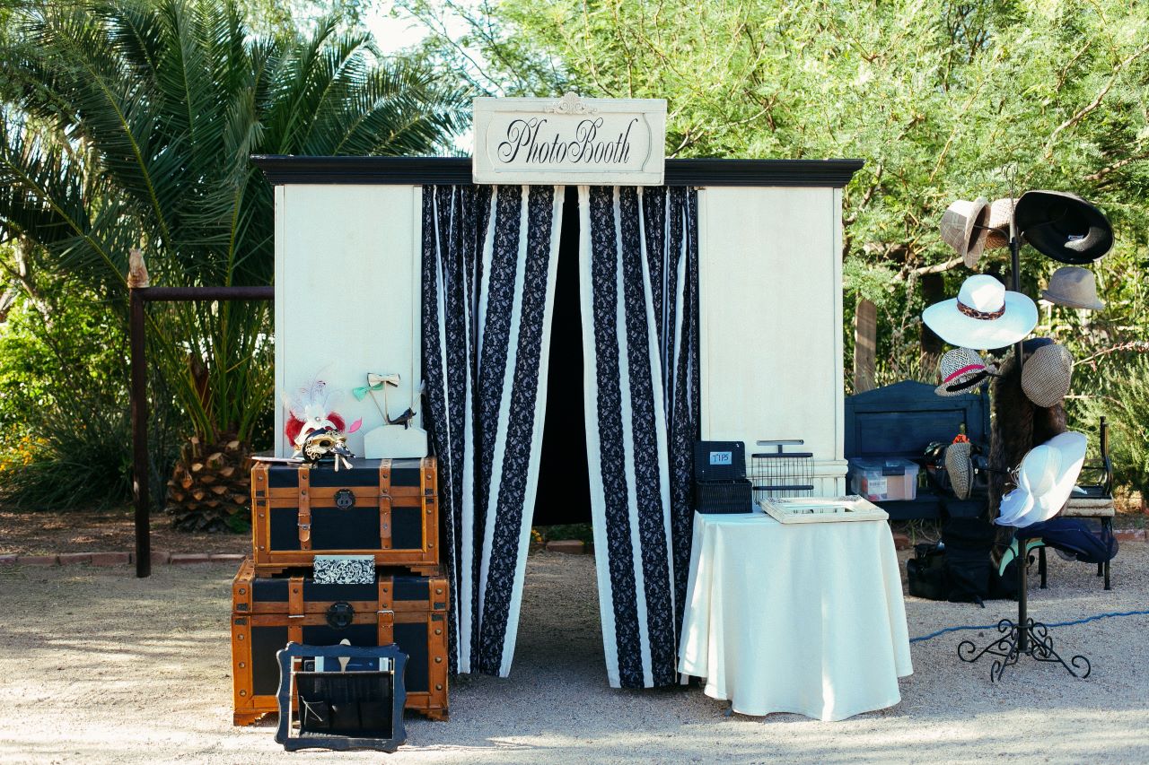 fun wedding experience for guests black and white photo booth