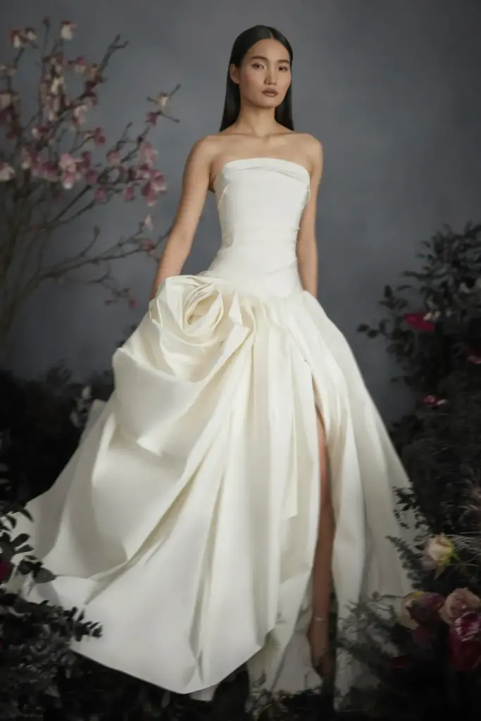 beautiful drop waist bridal gown by Marchesa 2025 wedding dress trends