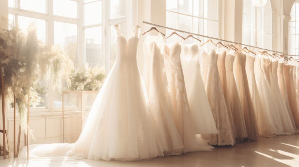 Natural light from floor to ceiling windows in bridal boutique wedding dress questions are essential