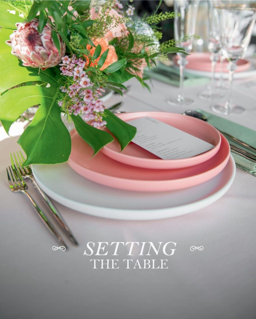 beautiful reception decor for table pink and green