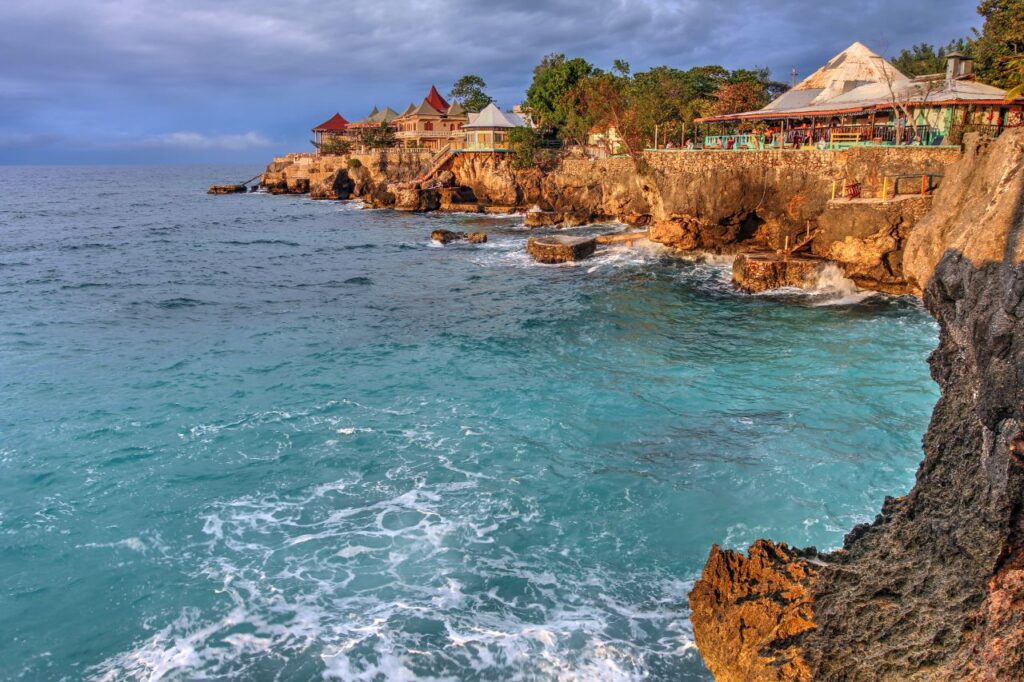 Cliff diving on Jamaica honeymoon