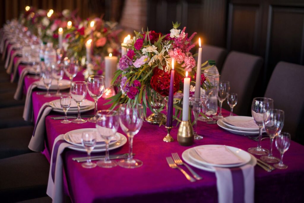 Jewel tone reception table will dominate wedding colour trends