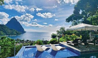 view from Green Fig Resort & Spa – St. Lucia pool