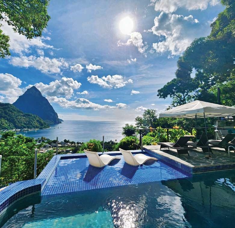 view from Green Fig Resort & Spa – St. Lucia pool