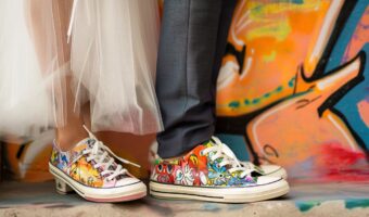 photo of bride and groom shoes hand painted graffiti shoes groom trends