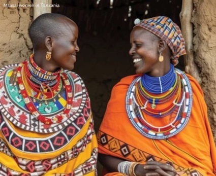 photo of two maassai women in Tanzania safari honeymoons