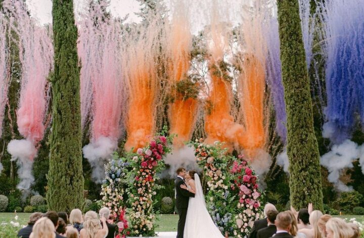 wedding ceremony finale smoke fireworks