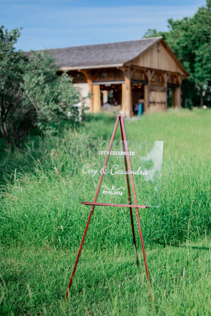 outdoor countryside wedding signage