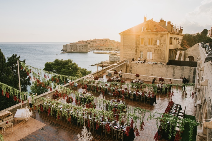 majestic wedding venue in Dubrovnik overlooking water