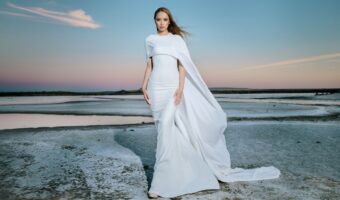 dreamatic bridal style on beach minimalist wedding dresses with dramatic cape