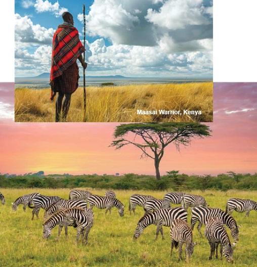 Maasai Warrior on savannah in Kenya