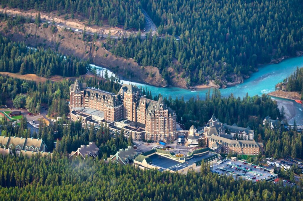 incredible view of Historic Fairmont Banff Springs Hotel - the best honeymoon ideas in Canada